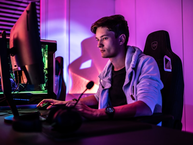 Opened PC with teal lighting